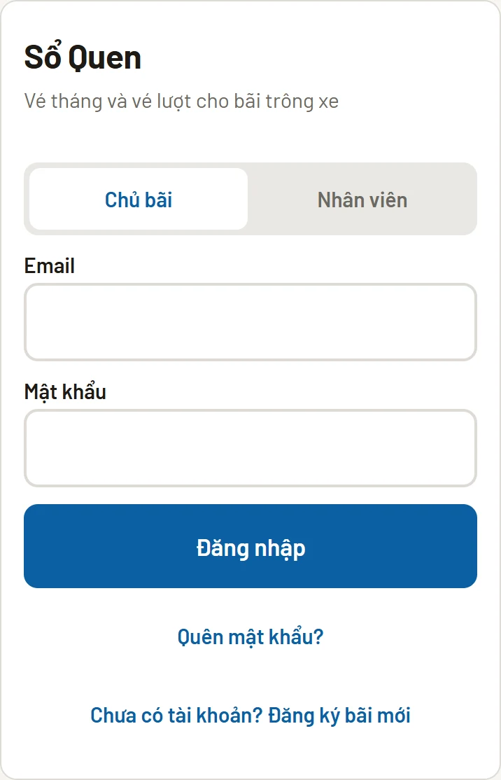 Màn đăng nhập — nhân viên chọn tab bên phải